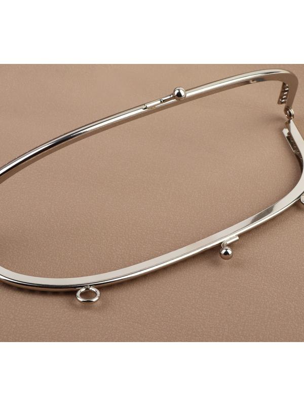 Фермуар пришивной «Полукруг», с креплениями, 20 × 7,5 см, цвет серебряный