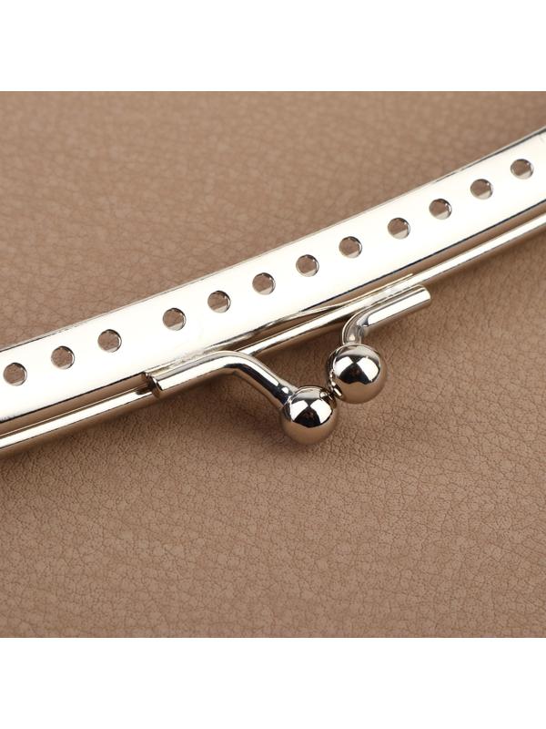 Фермуар пришивной «Полукруг», с креплениями, 20 × 7,5 см, цвет серебряный