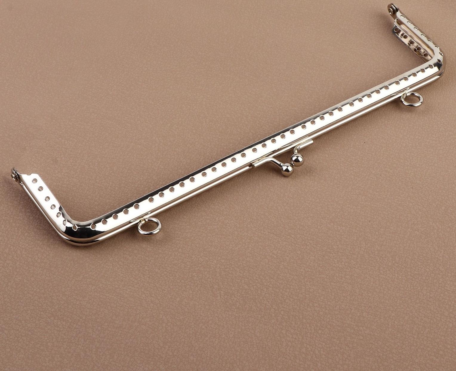 Фермуар пришивной «Прямоугольник», с креплениями, 20 × 6 см, цвет серебряный