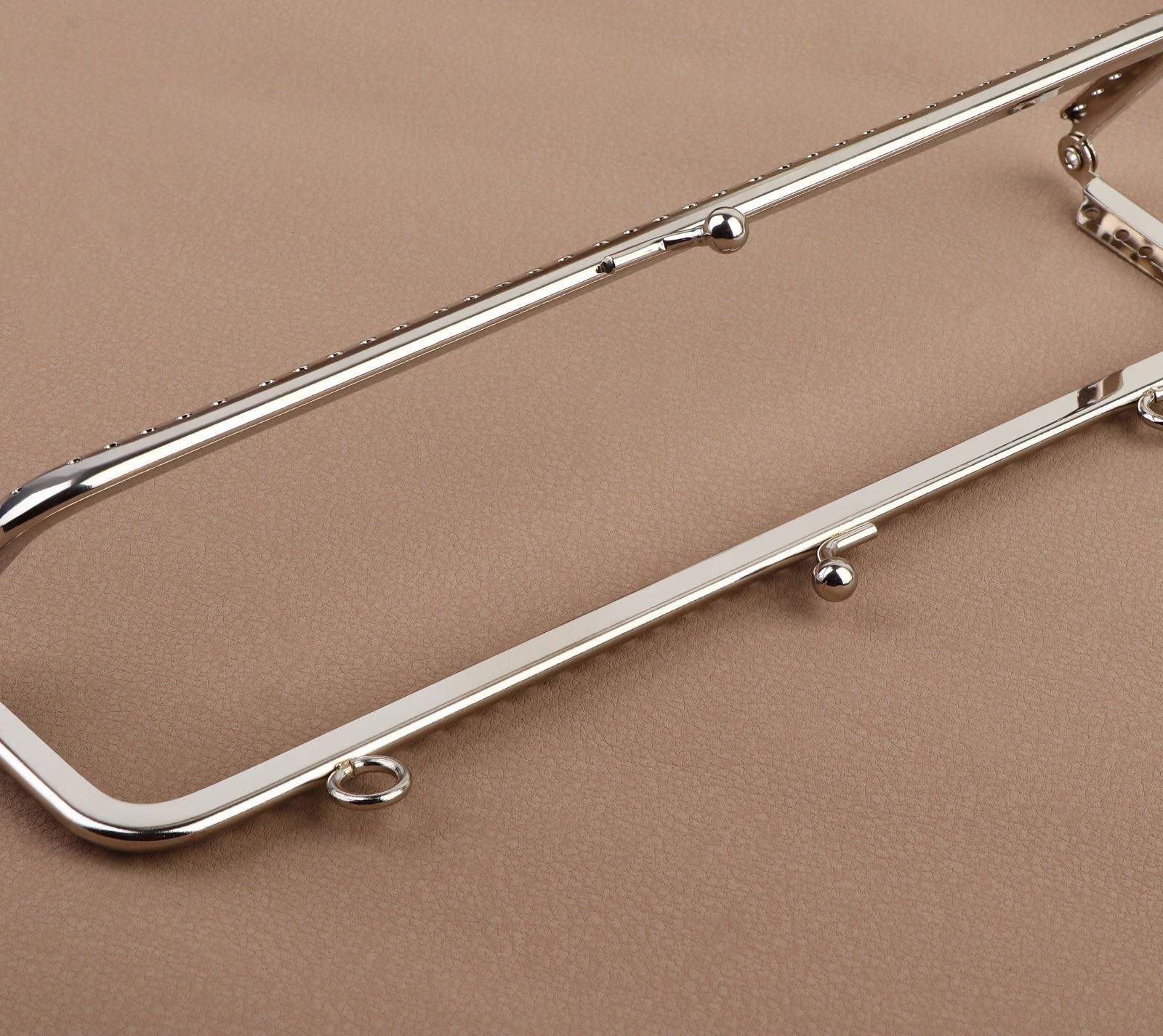 Фермуар пришивной «Прямоугольник», с креплениями, 20 × 6 см, цвет серебряный