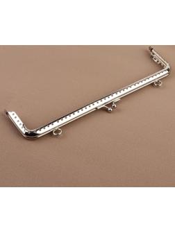 Фермуар пришивной «Прямоугольник», с креплениями, 20 × 6 см, цвет серебряный