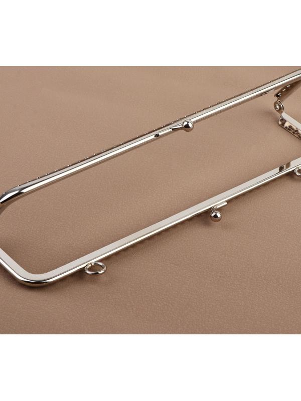 Фермуар пришивной «Прямоугольник», с креплениями, 20 × 6 см, цвет серебряный