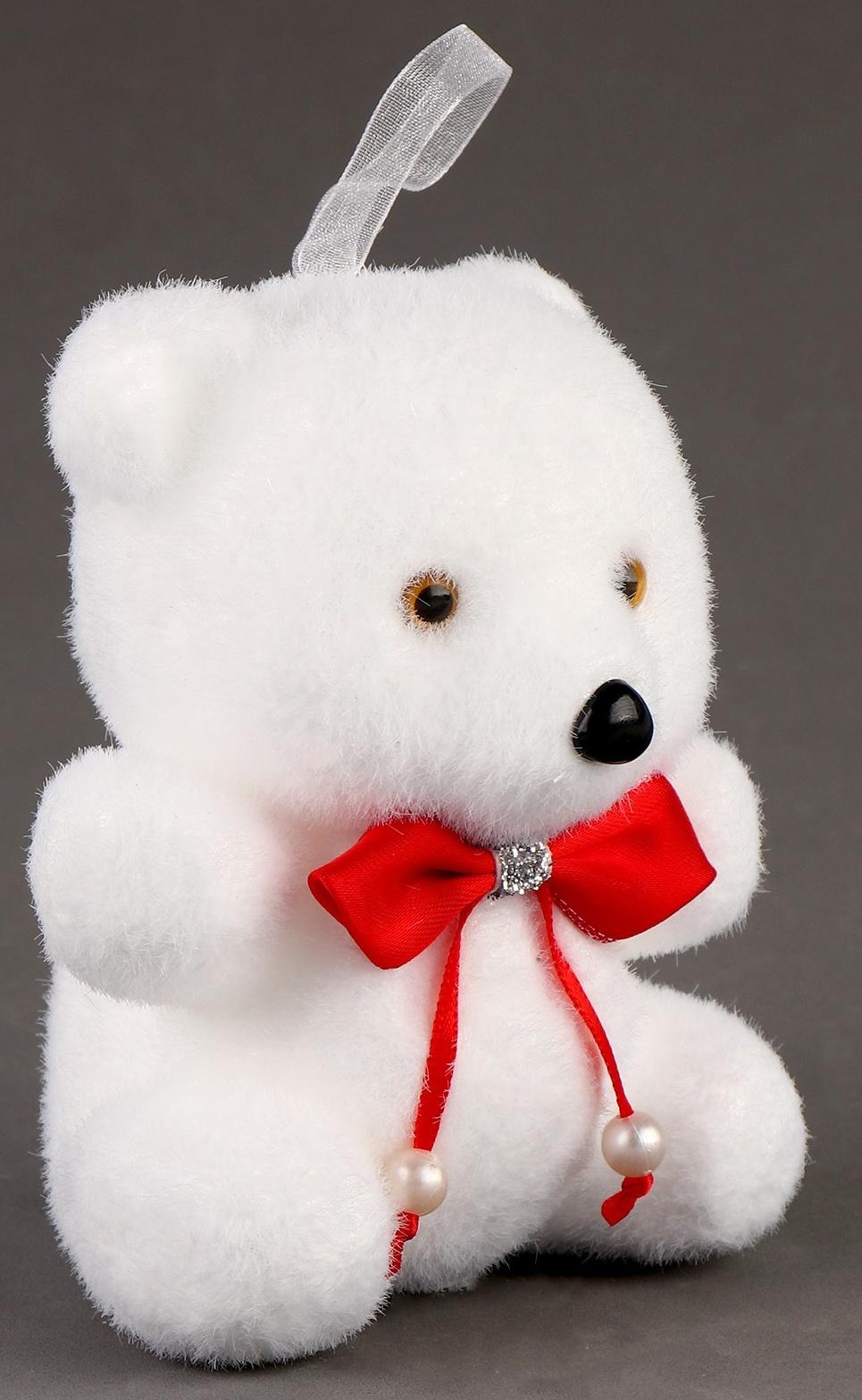 Игрушка из пенопласта «Мишка» с красным бантиком, 11 см