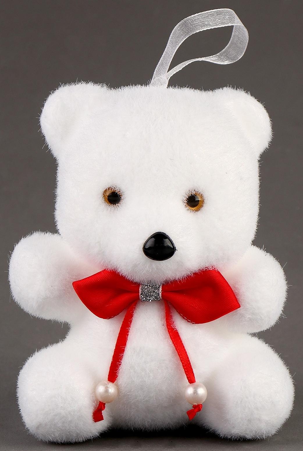 Игрушка из пенопласта «Мишка» с красным бантиком, 11 см