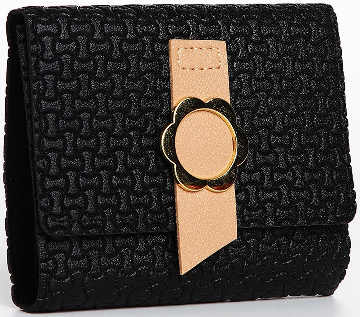 Кошелёк на кнопке, цвет чёрный