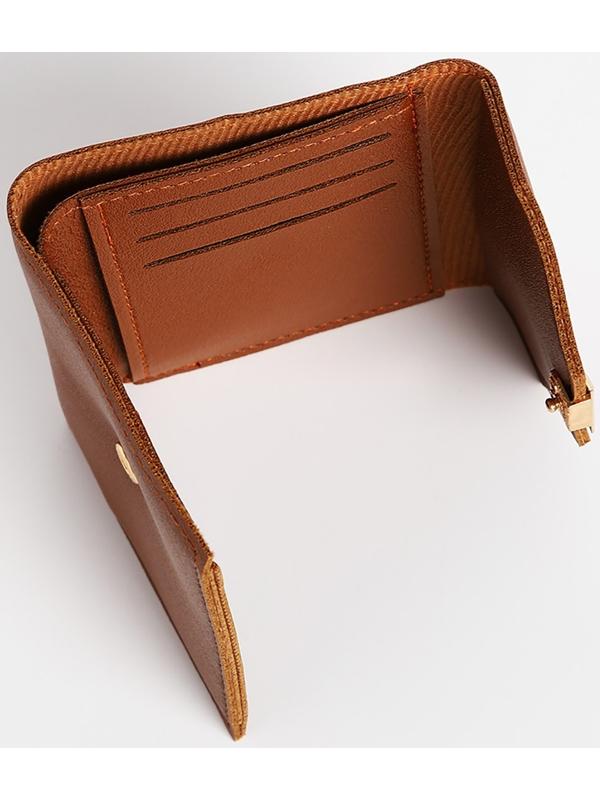 Кошелёк на кнопке, цвет коричневый