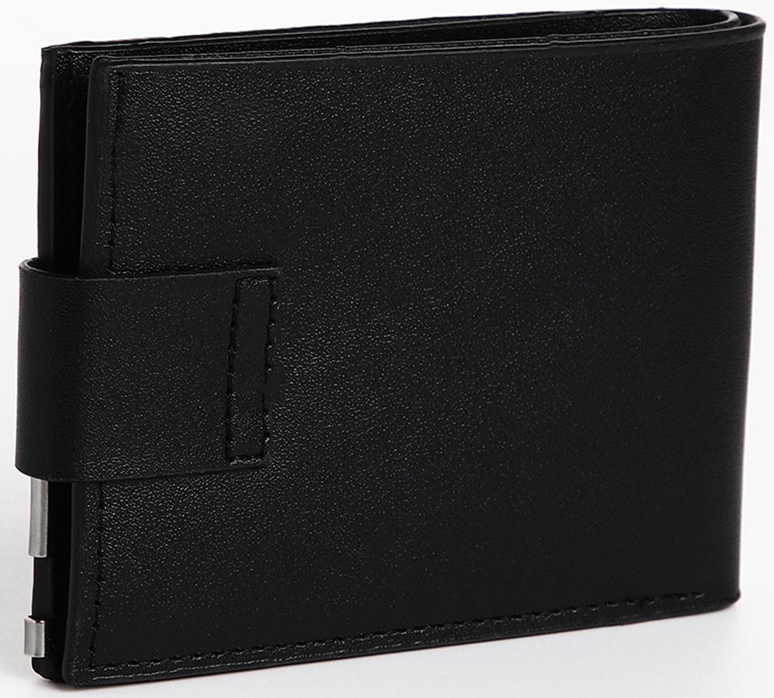 Портмоне мужское на магните, отдел для купюр, для карт, для монет, цвет чёрный