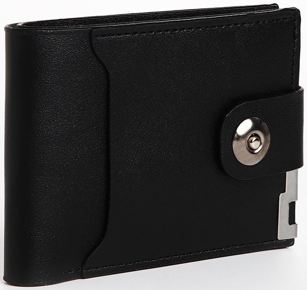 Портмоне мужское на магните, отдел для купюр, для карт, для монет, цвет чёрный
