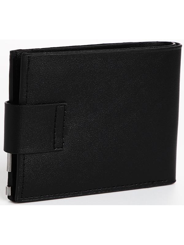 Портмоне мужское на магните, отдел для купюр, для карт, для монет, цвет чёрный