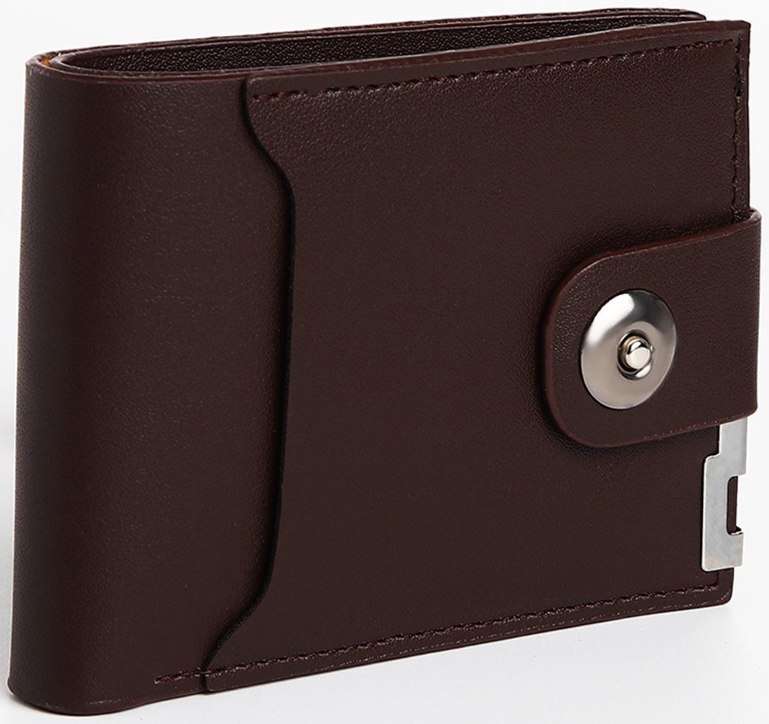 Портмоне мужское на магните, отдел для купюр, для карт, для монет, цвет коричневый