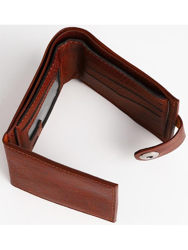 Портмоне мужское на магните, отдел для купюр, для карт, для монет, цвет коричневый