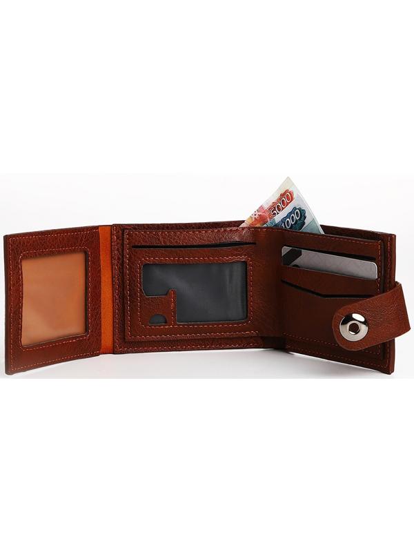 Портмоне мужское на магните, отдел для купюр, для карт, для монет, цвет коричневый