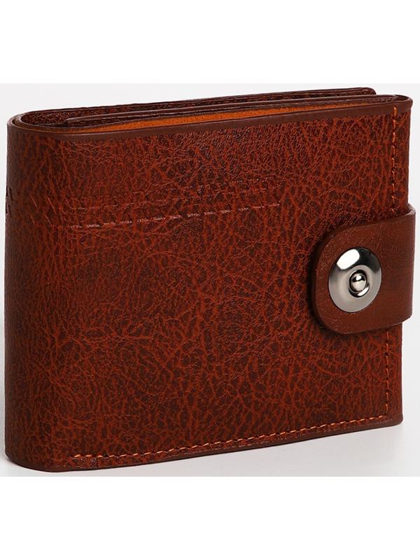 Портмоне мужское на магните, отдел для купюр, для карт, для монет, цвет коричневый