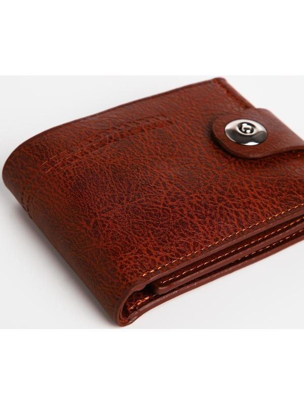 Портмоне мужское на магните, отдел для купюр, для карт, для монет, цвет коричневый