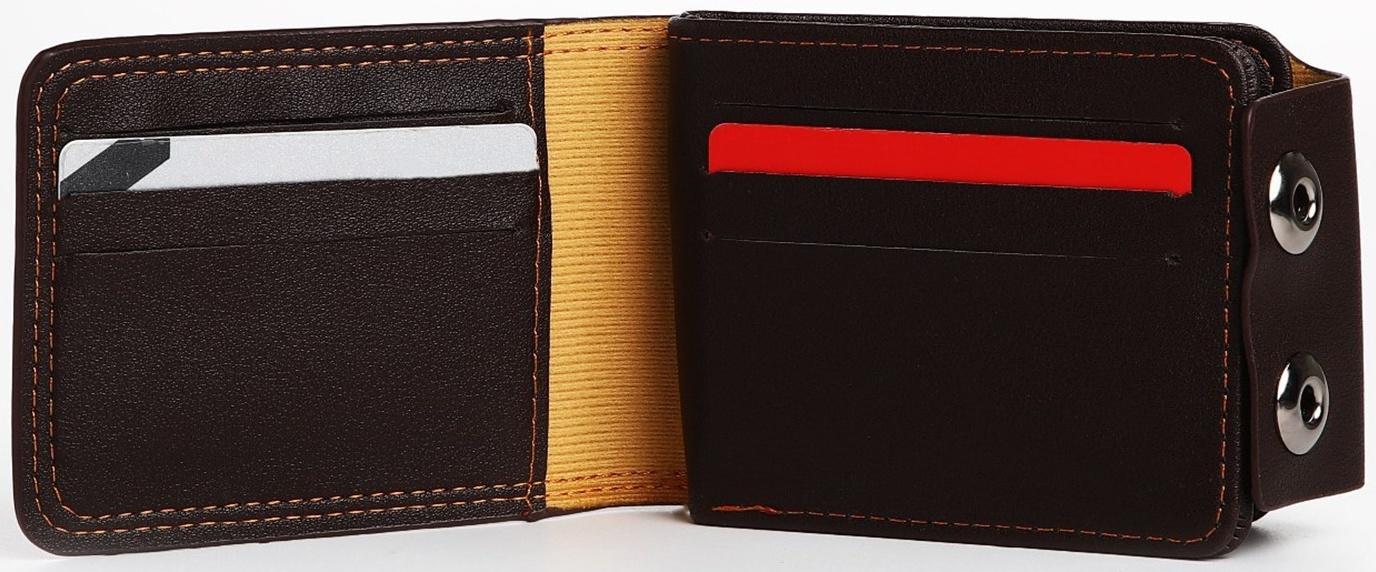Портмоне мужское на магнитах, отдел для купюр, для карт, для монет, цвет коричневый