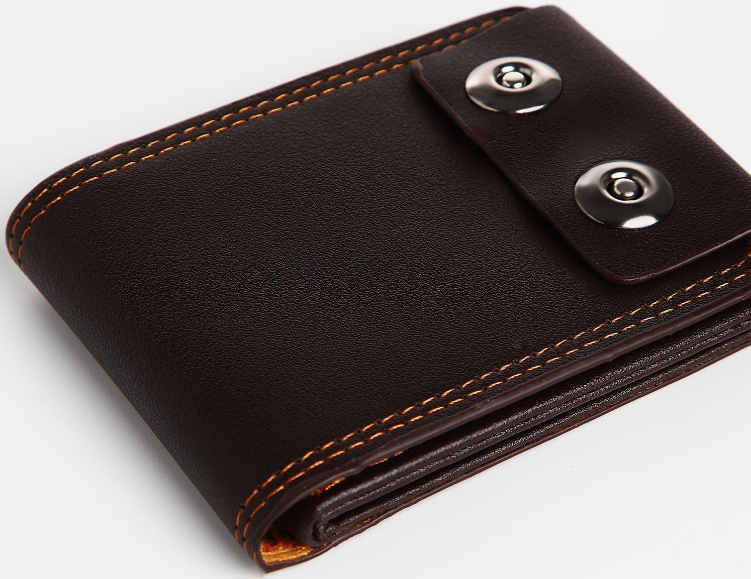 Портмоне мужское на магнитах, отдел для купюр, для карт, для монет, цвет коричневый