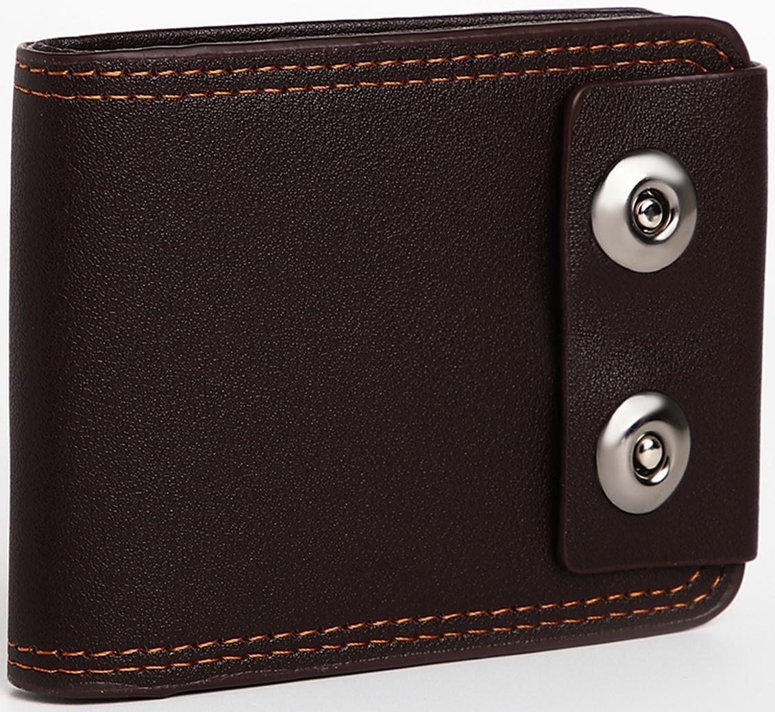 Портмоне мужское на магнитах, отдел для купюр, для карт, для монет, цвет коричневый