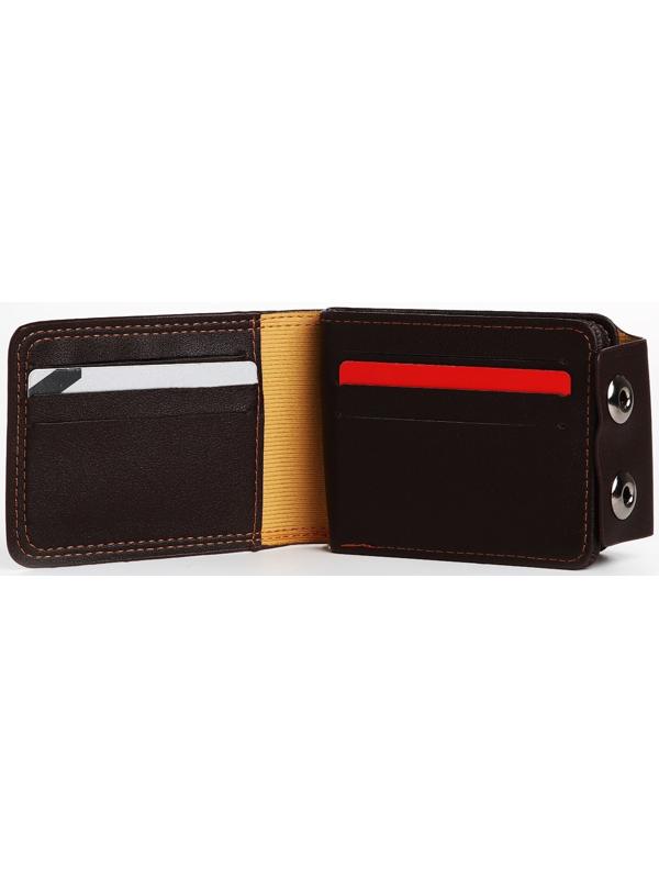 Портмоне мужское на магнитах, отдел для купюр, для карт, для монет, цвет коричневый