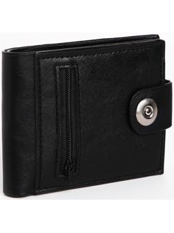 Портмоне мужское на магните, отдел для купюр, для карт, для монет, цвет чёрный