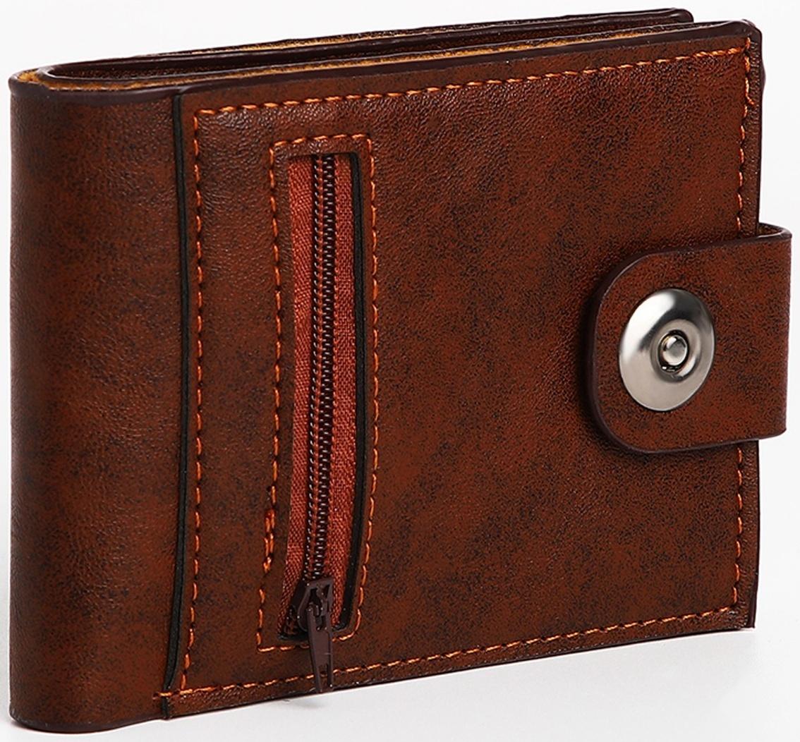 Портмоне мужское на магните, отдел для купюр, для карт, для монет, цвет коричневый