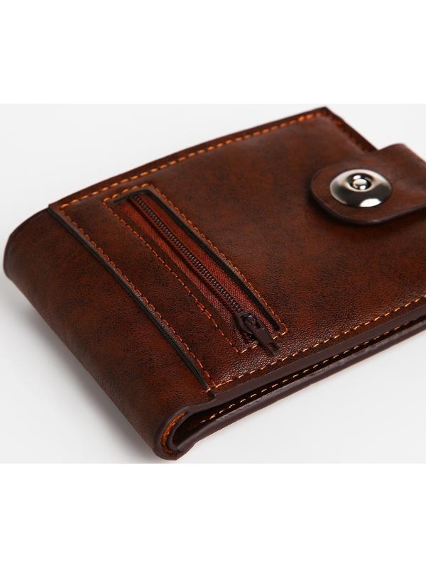 Портмоне мужское на магните, отдел для купюр, для карт, для монет, цвет коричневый