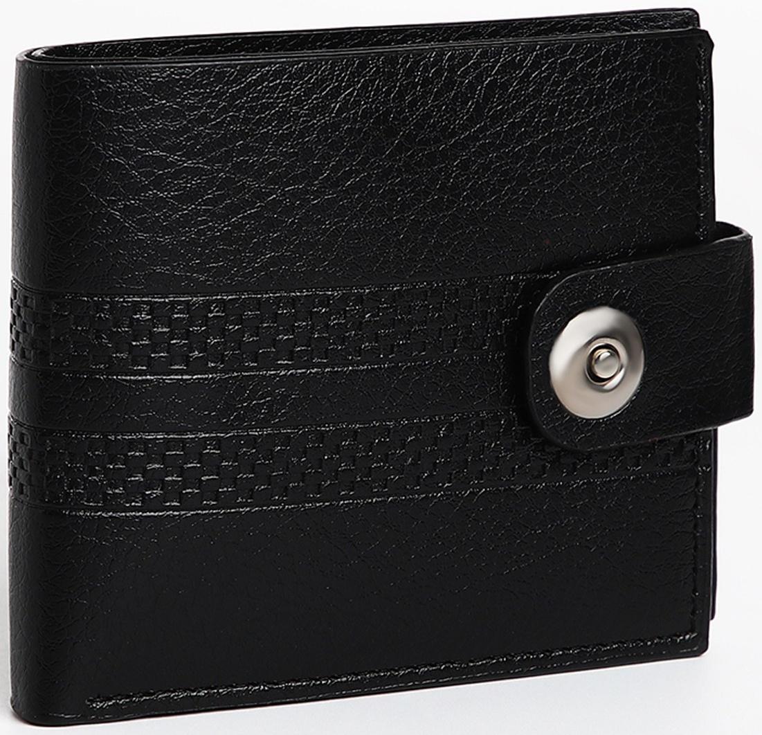 Портмоне мужское на магните, отдел для купюр, для карт, для монет, цвет черный