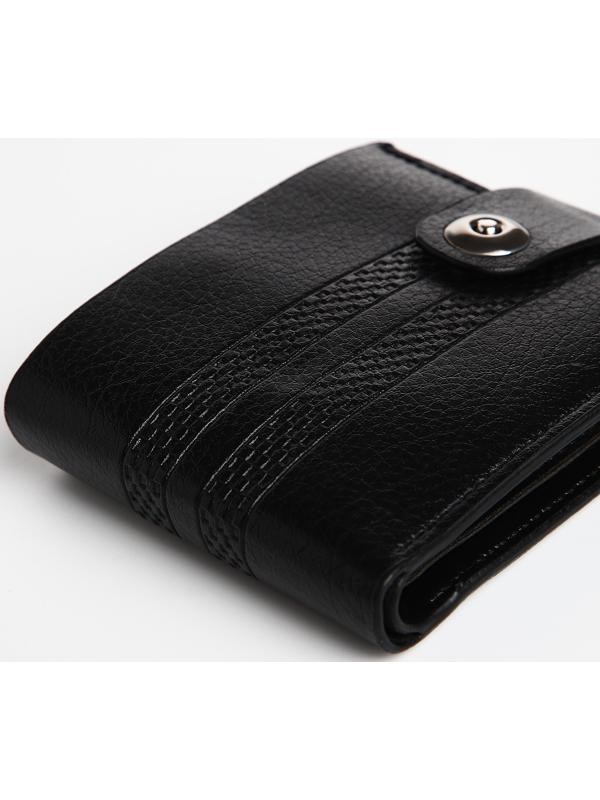 Портмоне мужское на магните, отдел для купюр, для карт, для монет, цвет черный