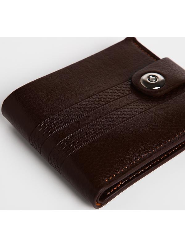 Портмоне мужское на магните, отдел для купюр, для карт, для монет, цвет коричневый