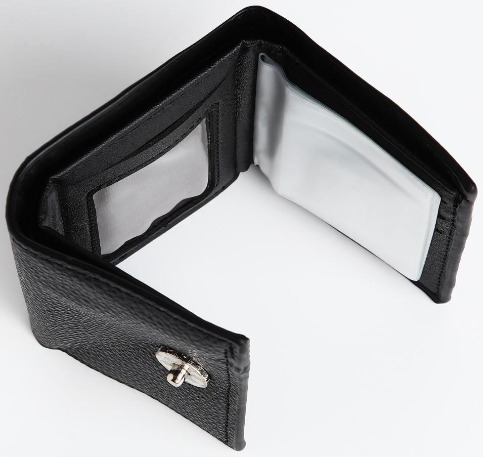 Портмоне мужское на магните, отдел для купюр, для карт, для монет, цвет чёрный