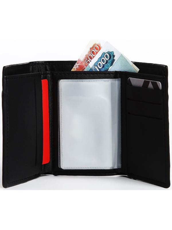 Портмоне мужское на магните, отдел для купюр, для карт, для монет, цвет чёрный