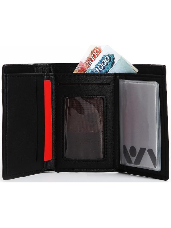 Портмоне мужское на магните, отдел для купюр, для карт, для монет, цвет чёрный