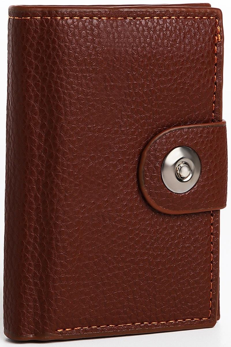 Портмоне мужское на магните, отдел для купюр, для карт, для монет, цвет коричневый