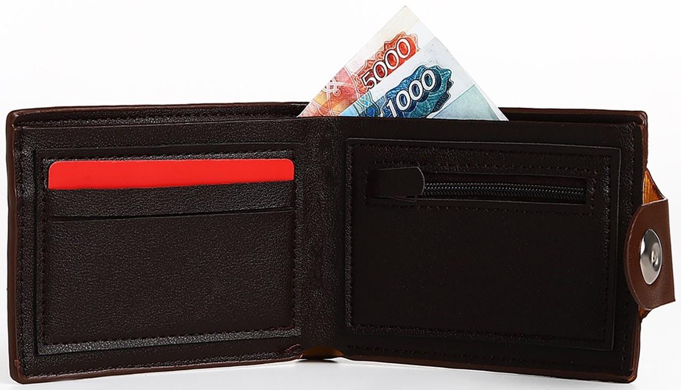 Портмоне мужское на магните, отдел для купюр, для карт, для монет, цвет коричневый