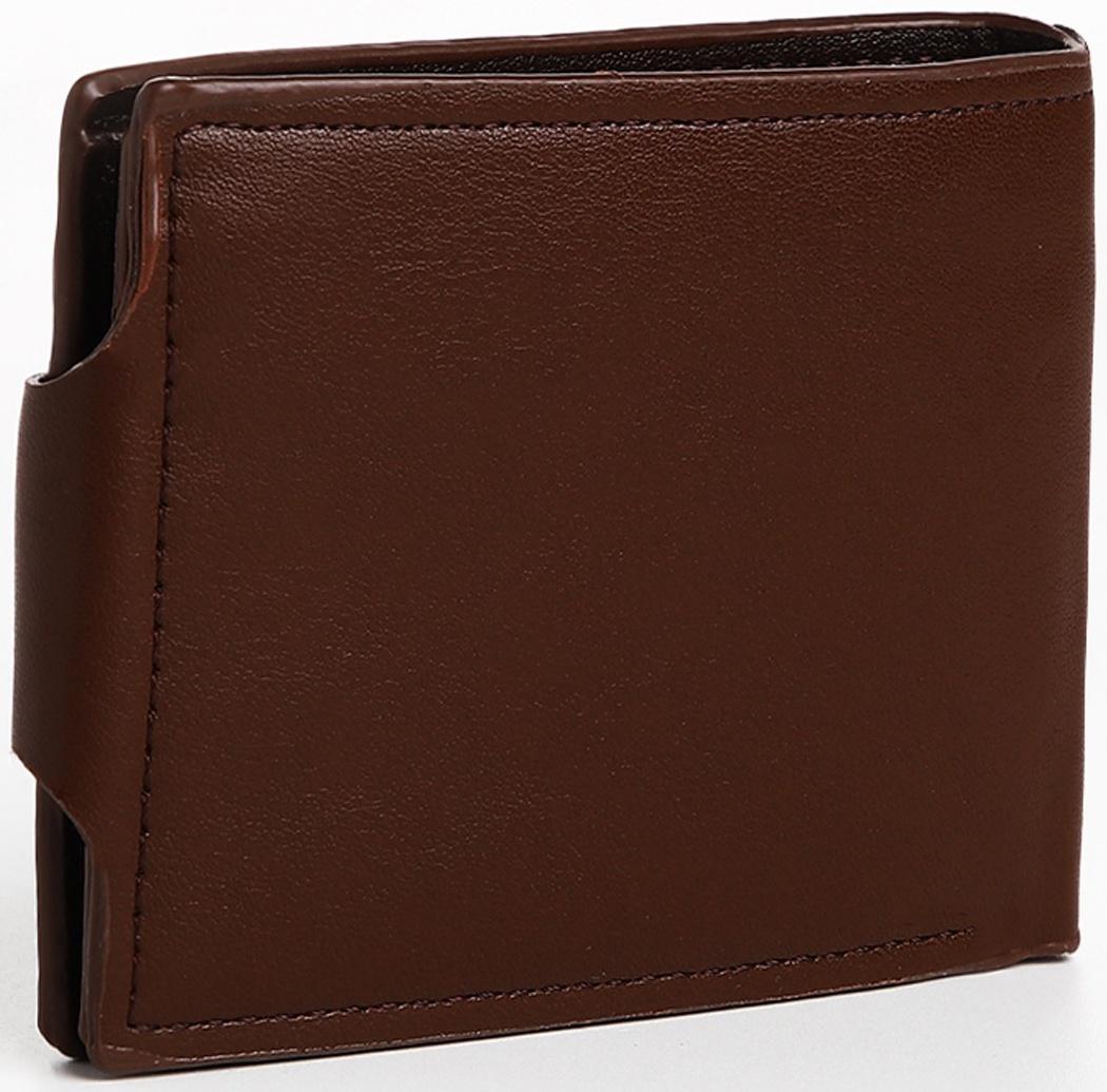 Портмоне мужское на магните, отдел для купюр, для карт, для монет, цвет коричневый