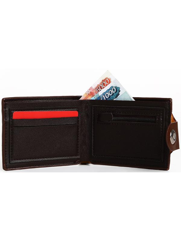 Портмоне мужское на магните, отдел для купюр, для карт, для монет, цвет коричневый