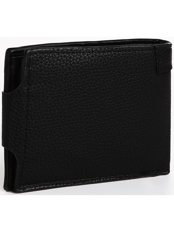 Портмоне мужское на магните, отдел для купюр, для карт, для монет, цвет чёрный