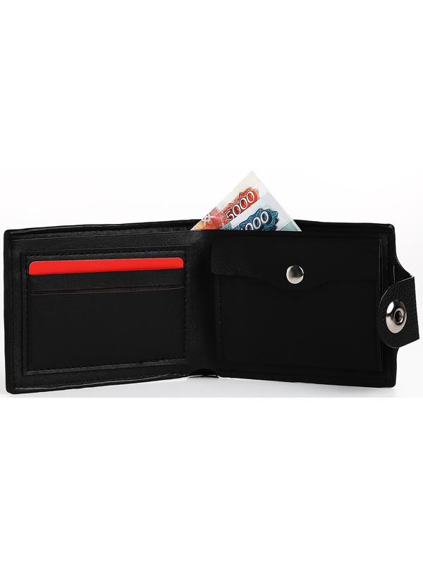 Портмоне мужское на магните, отдел для купюр, для карт, для монет, цвет чёрный