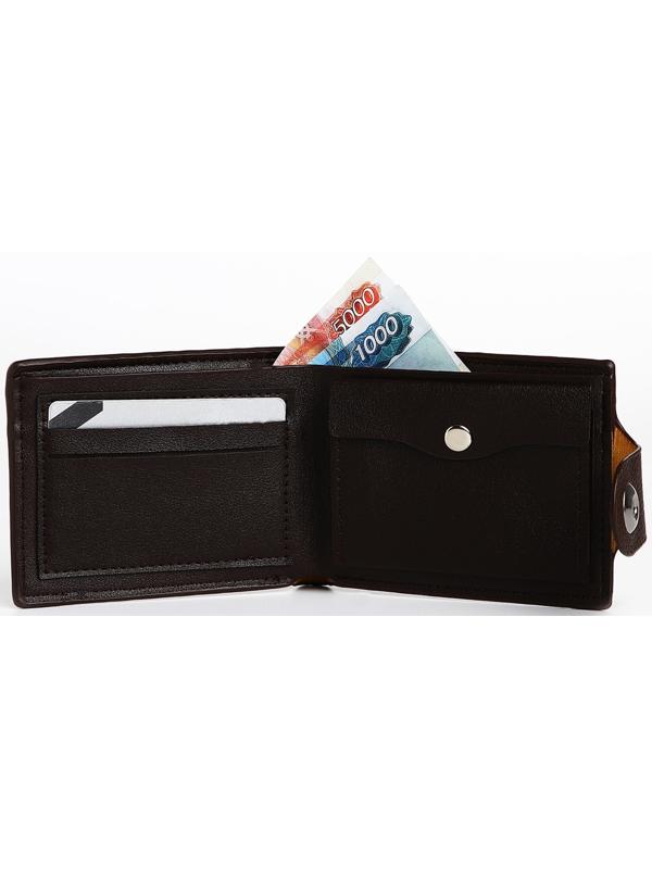 Портмоне мужское на магните, отдел для купюр, для карт, цвет коричневый