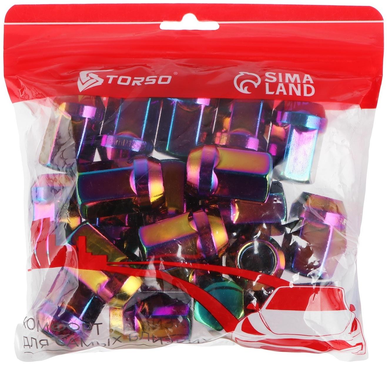 Гайка колесная M12X1.5, высота 35 мм, ключ 19 мм, радужный титан, фасовка 20 шт