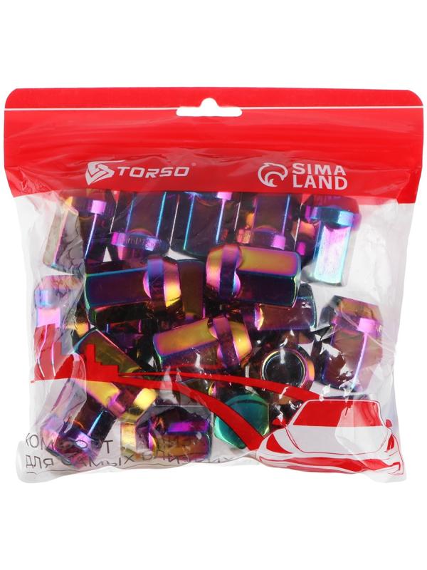 Гайка колесная M12X1.5, высота 35 мм, ключ 19 мм, радужный титан, фасовка 20 шт