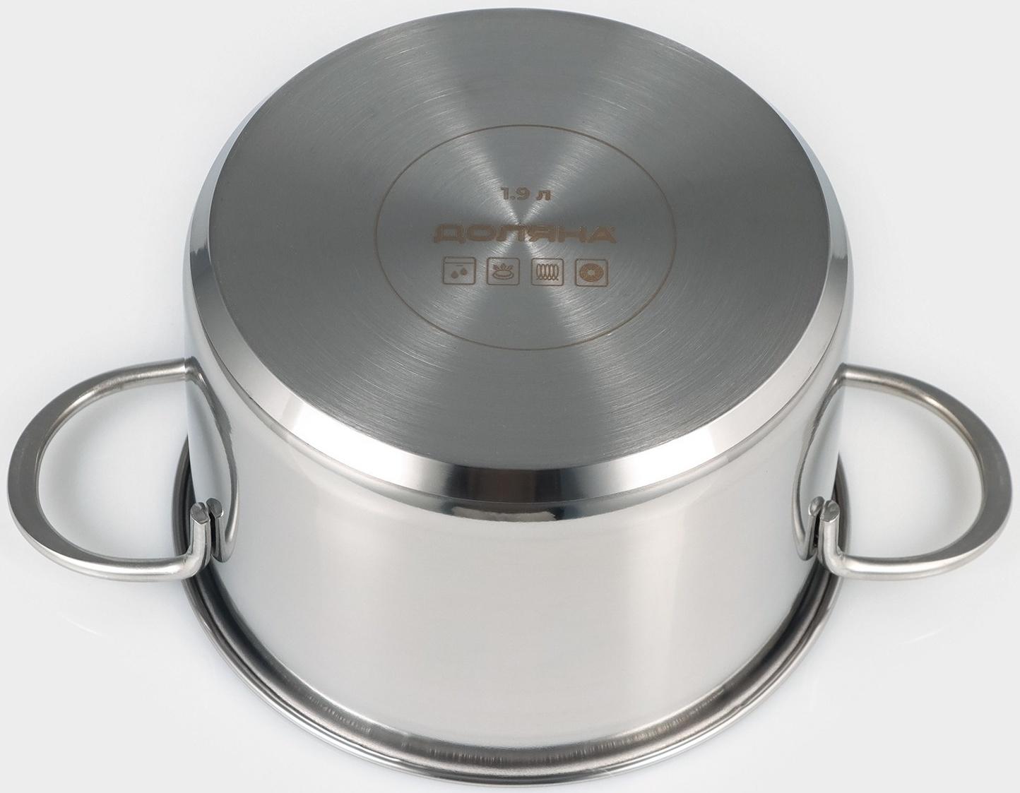 Кастрюля из нержавеющей стали «Грейт», с крышкой, 1,9 л, ТРС, индукция