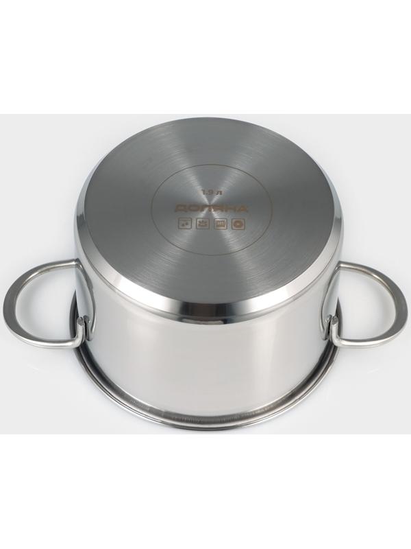 Кастрюля из нержавеющей стали «Грейт», с крышкой, 1,9 л, ТРС, индукция