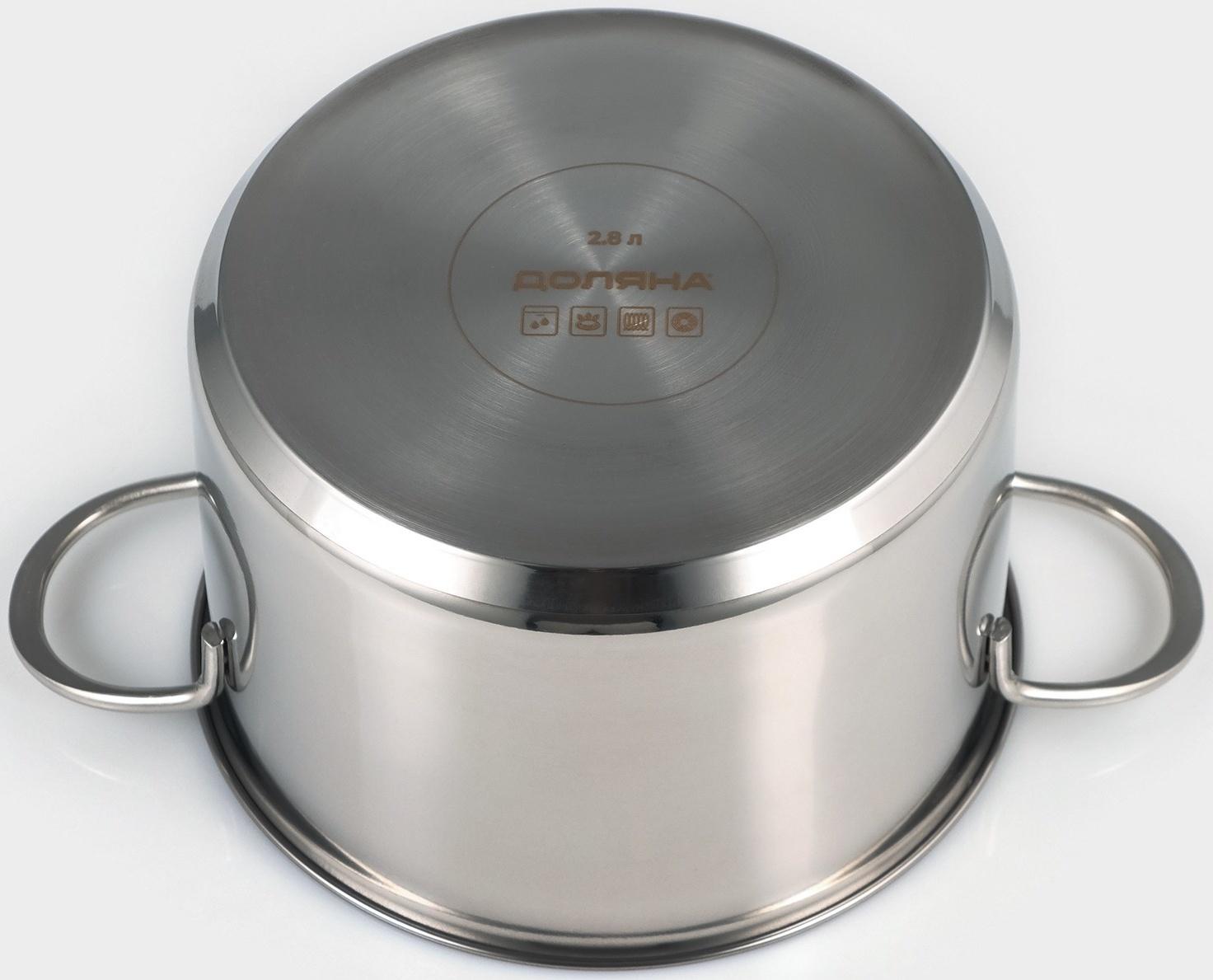 Кастрюля из нержавеющей стали «Грейт», с крышкой, 2,8 л, ТРС, индукция