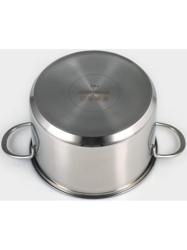 Кастрюля из нержавеющей стали «Грейт», с крышкой, 2,8 л, ТРС, индукция