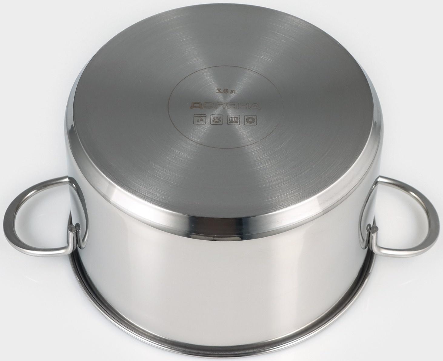 Кастрюля из нержавеющей стали «Грейт», с крышкой, 3,6 л, ТРС, индукция