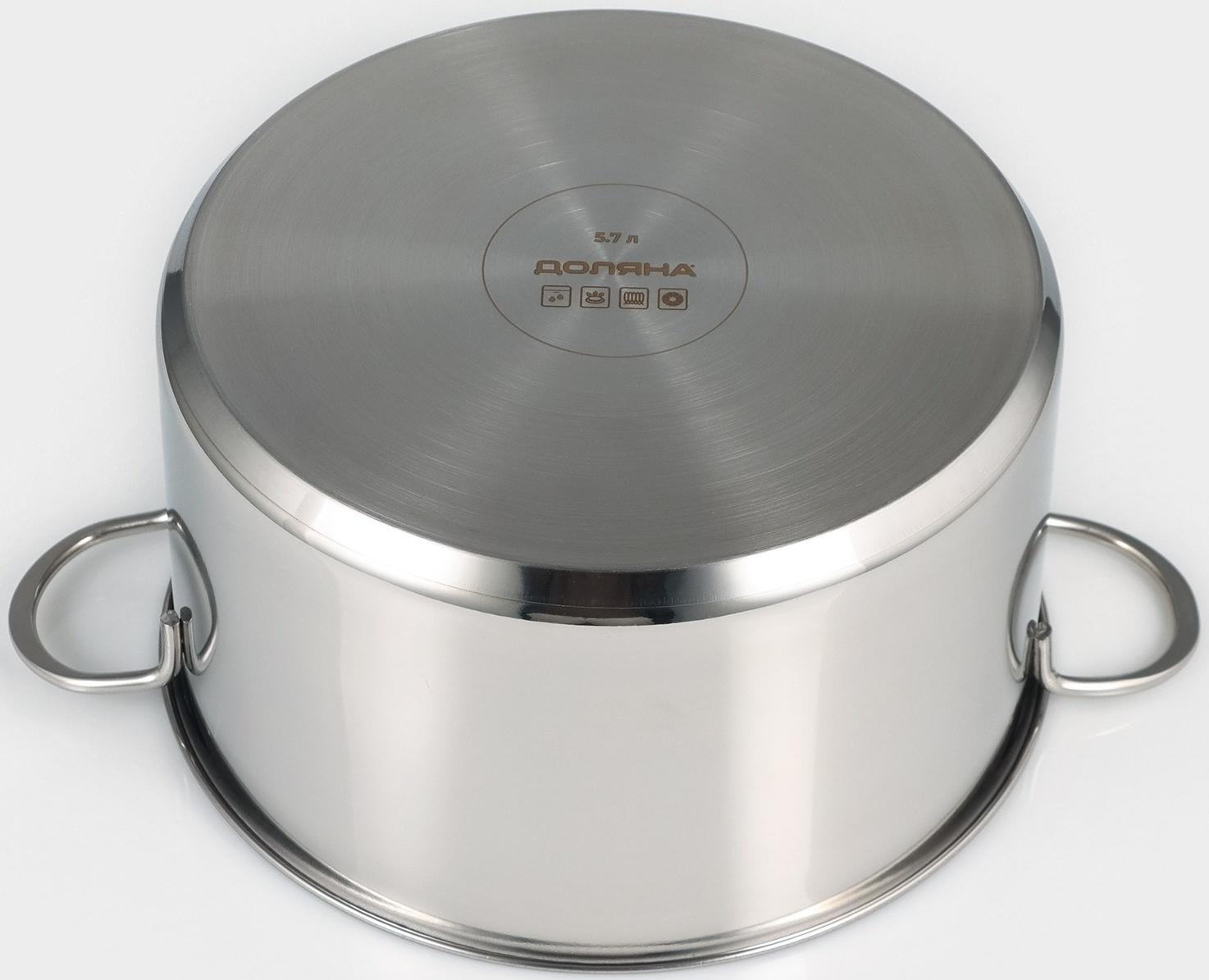 Кастрюля из нержавеющей стали «Грейт», с крышкой, 5,7 л, ТРС, индукция