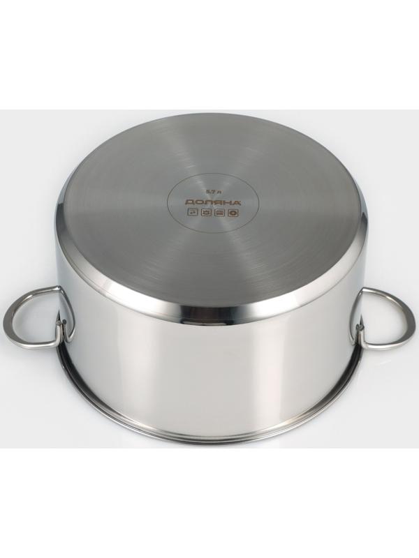 Кастрюля из нержавеющей стали «Грейт», с крышкой, 5,7 л, ТРС, индукция