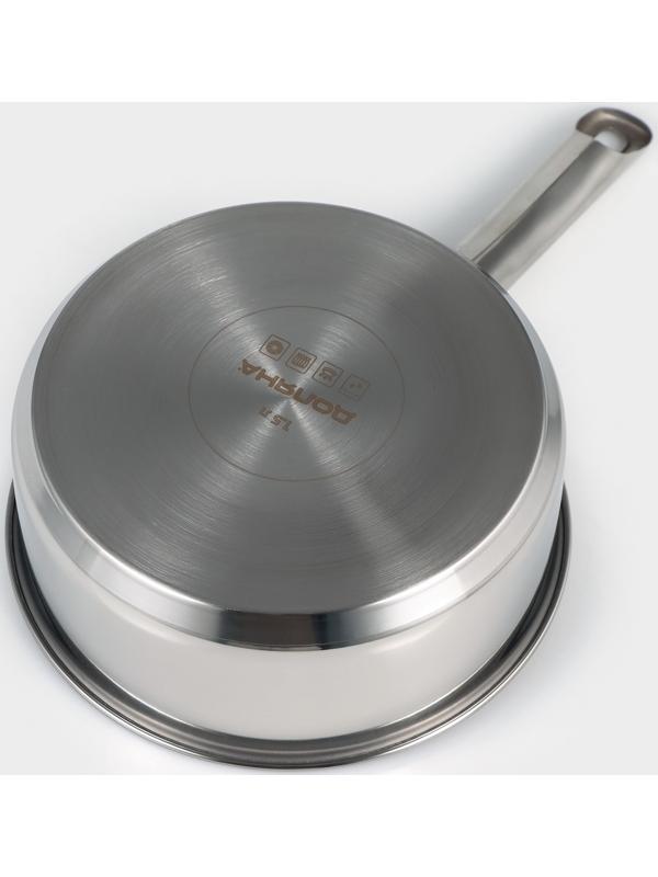 Кастрюля-сотейник из нержавеющей стали «Грейт», 1,5 л, ТРС, индукция