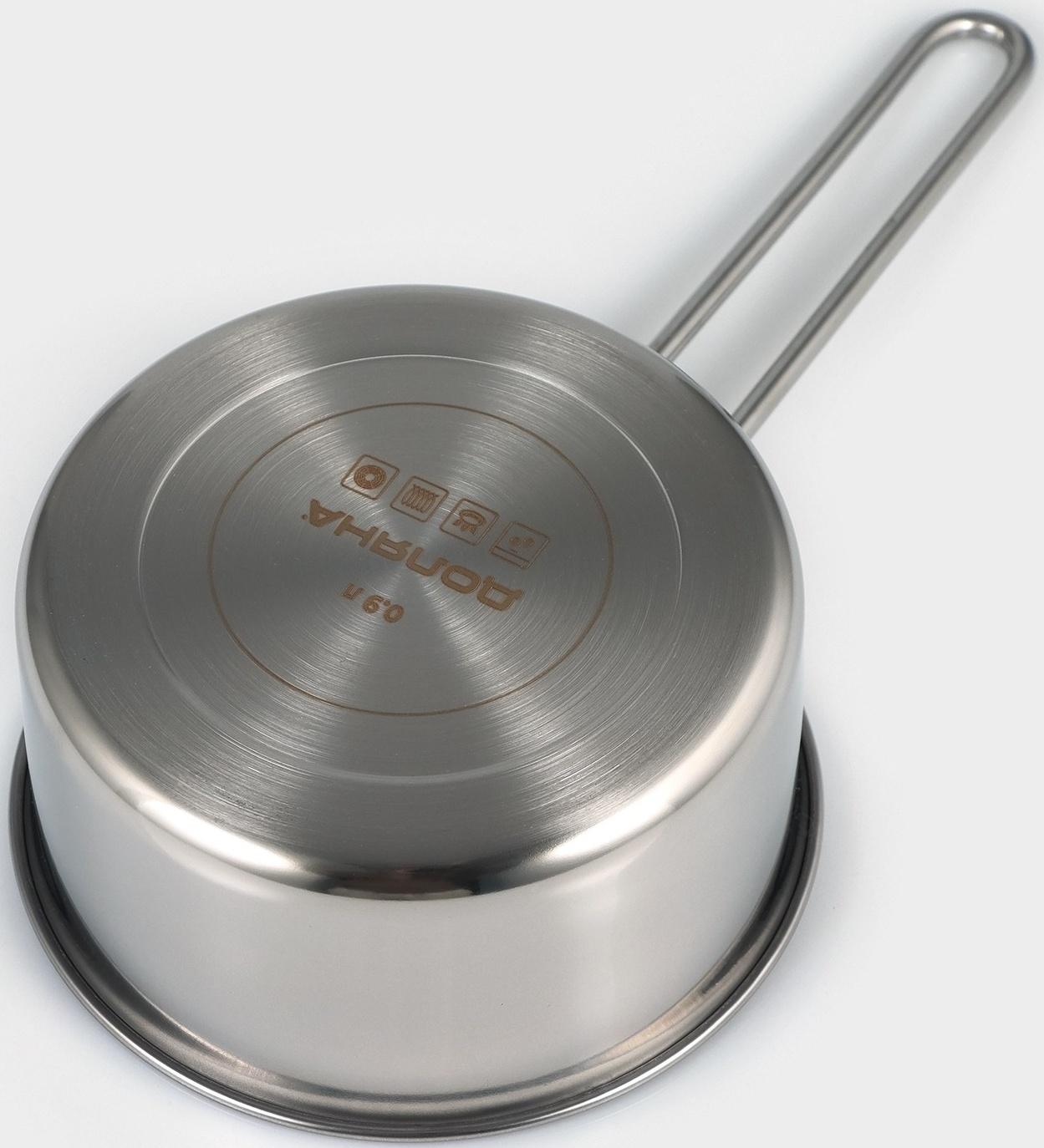 Ковш из нержавеющей стали «Грейт», 0,9 л, с крышкой, индукция