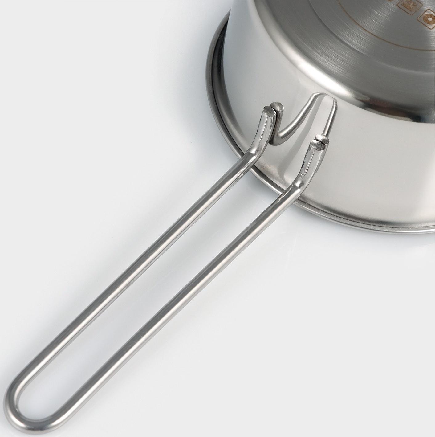 Ковш из нержавеющей стали «Грейт», 0,9 л, с крышкой, индукция